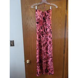 House Of Harlow Satin Cutout Front Midi Slip Dress S Floral Sleeveless NWOT $189